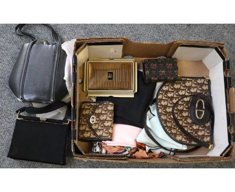Costume Accessories, comprising a Christian Dior brown and cream monogram shoulder bag, and similar purse, six Christian Dior