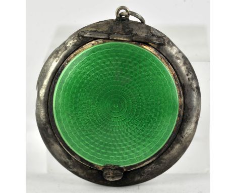 Silver and enamel case or pocket purse compact, without mirror, by C and C. Birmingham, 1921.