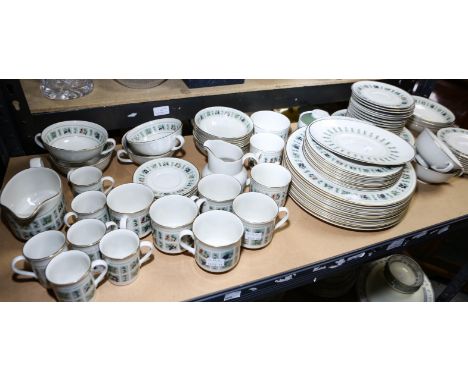 part dinner service by Royal Doulton, Tapestry pattern, items include tureens, dinner plates, coffee cups, saucers etc Approx