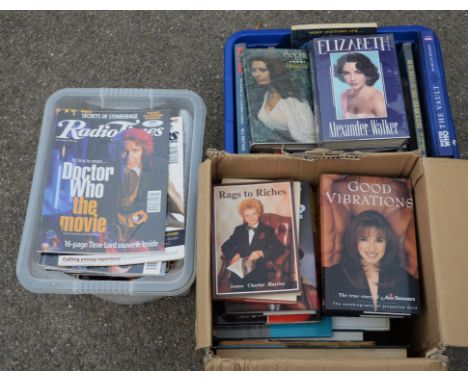 A quantity of books and magazines including X-files, Doctor Who, Tom Baker, Jackie Collins, Dad's Army and many more. Some si