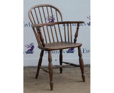 Elm stick back chair. 19th Century, 93cm high