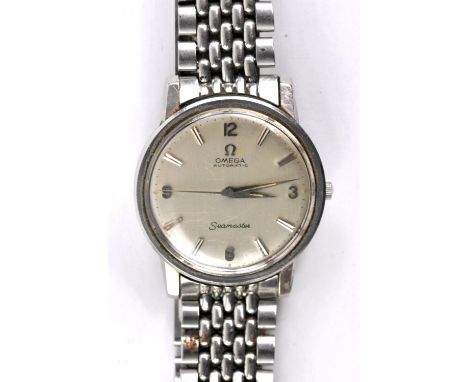 Gentlemans Omega stainless steel Seamaster automatic wristwatch, circa 1958, silvered dial with quarterly applied Arabic nume