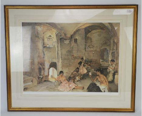 After William Russell Flint, ladies in a Spanish courtyard, limited edition print, editioned in pencil, 578/850, framed and g
