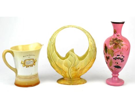 Tiffany style lamp shade, together with various porcelain vases to include a washing bowl