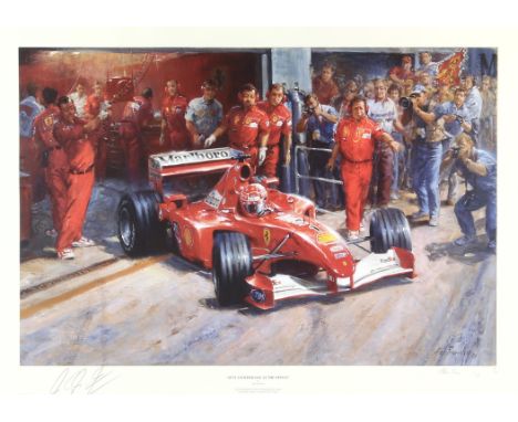 Michael Schumacher - A signed limited edition print titled Just Another Day at the Office  signed lower left by Michael Schum