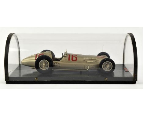 Rex Hays - 1938 Mercedes W154 scratch built model in display case. Model is in a custom-built case with a Rex Hayes plaque. M