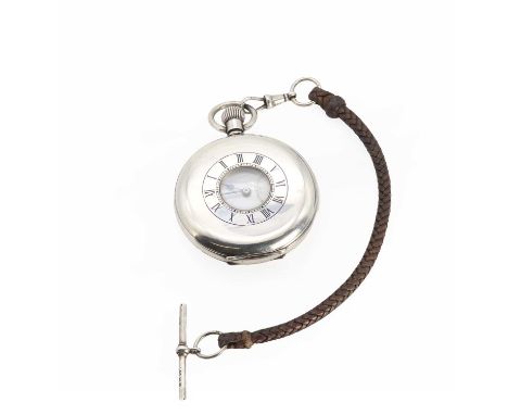 Silver-Tone Steel Bolt Ring Pocket Watch Chain