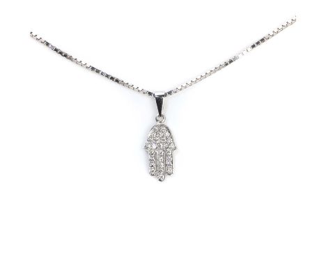 A white gold diamond set 'hand of Hamsa' pendant, by H. Stern,  from the 'World Collection' series c.2005, a flat section han