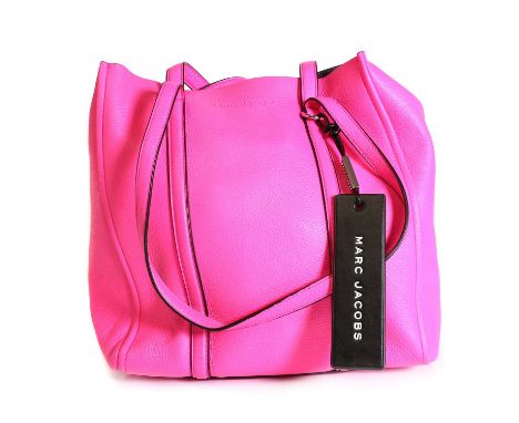A Marc Jacobs bright pink leather tote,short and long flat handles, press stud closure, interior with zip pocket, with origin