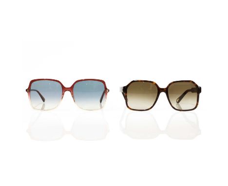 A pair of Gucci pink and clear translucent sunglasses,GG0544S, with gold-tone detailing and GG logo to the temples, size 57-1