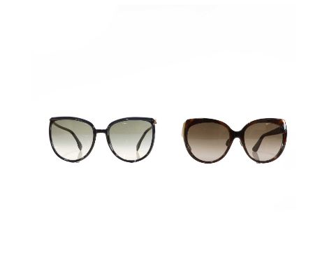 A pair of Christian Dior faux tortoiseshell and silver-rimmed sunglasses,3BZHA, stamped Dior to temples, size 57-18-145, with