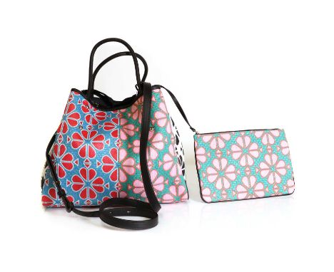 A Kate Spade multi 'Everything Spa' medium tote,black dual rolled handles, shoulder strap and edging, silver-tone hardware, w