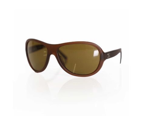 A pair of Chanel oversized brown sunglasses,with brown lenses, c.538/73 5093, with dust bag and caseCondition ReportSome dirt