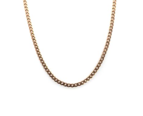 A 9ct gold curb link chain,with solid filed curb links, to a side lever clasp, 3.54mm wide, 570mm long, common control mark 3