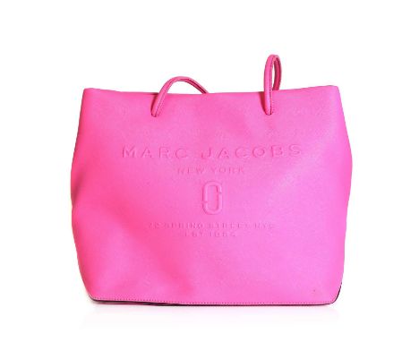 A Marc Jacobs bright pink shopper tote,dual rolled handles, press stud closure, interior with zip and slip pockets, with dust