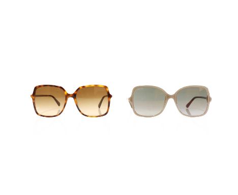 A pair of Gucci faux tortoiseshell framed sunglasses,GG0544S, with brown graduating lenses, size, 57-18-140, casedand a pair 