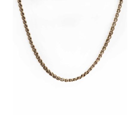 A fancy link gold chain necklace, with a later added lighter back section with belcher links. Fancy links tested as approxima