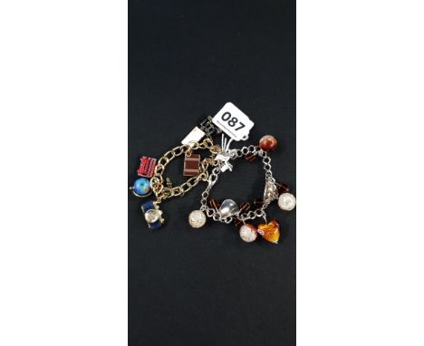 2 CHARM BRACELETS WITH CRYSTAL AND ENAMEL CHARMS