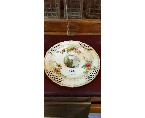 ROYAL WORCESTER CABINET PLATE (FISHING SCENE TO CENTRE)