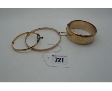 Henry Griffiths '9ct Metal Core' Upper Arm Bangle, with engine turned Greek Key style decoration, stamped "HG&amp;S"; togethe