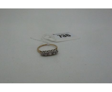 A Five Stone Diamond Ring, graduated set with old cut stones, indistinctly stamped "18ct" (finger size N1/2). 