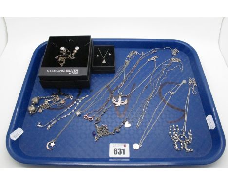 925 and Other Pendants on Chains, including fresh water pearl drop pendant on chain, matching earrings and pendants on chains