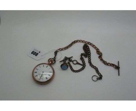 A Gold Plated Cased Openface Pocketwatch, the (cracked) white dial with black Roman numerals and seconds subsidiary dial, the