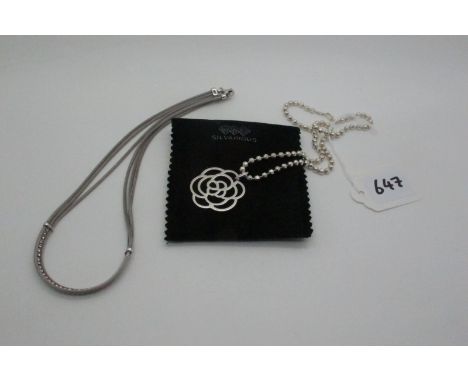 Thomas Sabo; A Modern Openwork Flowerhead Pendant, stamped facsimile signature and "Ag925", on associated fancy link chain st