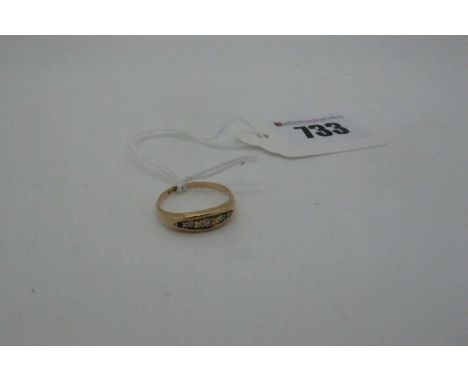 An Antique 18ct Gold Diamond Set Boat Shape Ring, (finger size L) (one stone missing), Birmingham 1919 (2.1grams)