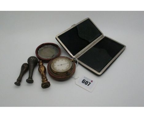 A c.Early XX Century Pocket Barometer, in gilt case and fitted outer case; Together with A Hallmarked Silver Desk Seal, a dec