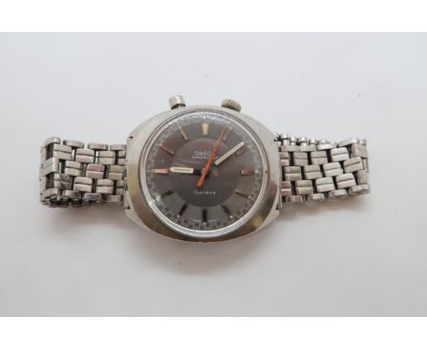 A gents Omega Geneve chronostop manual wind wristwatch, stainless steel case 33mm - working in the saleroom 
