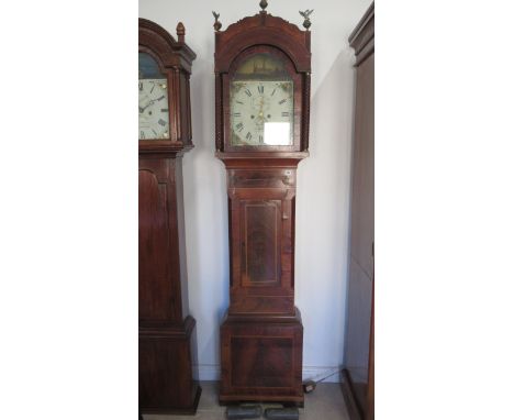 An 8 day longcase clock with a painted dial signed Walter Wells in a mahogany and inlaid case - needing restoration - 220cm -