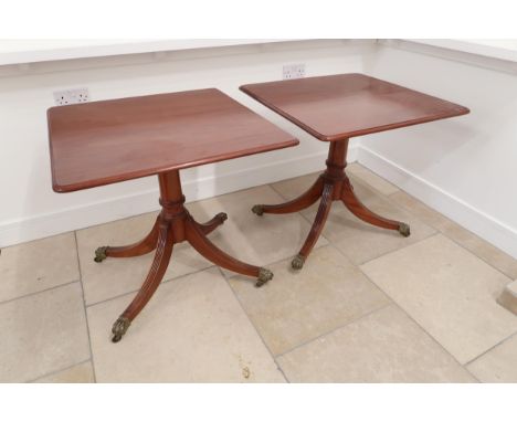 A pair of mahogany lamp/hall tables with a 74cm x 74cm top 