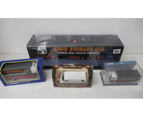 Four Corgi Eddie Stobart vehicles, boxed to include 58401, TY88407, 75201 