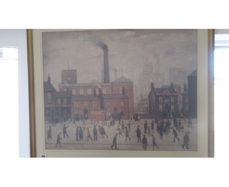 A signed Lowry print signed LS Lowry 1928, 85cm wide x 70cm high 