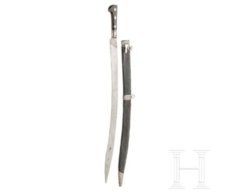 Jagdlicher Yatagan, deutsch/Österreich, 2.Hälfte 18. Jhdt. Osmanische Beuteklinge mit quartseitig graviertem sechszackigen St