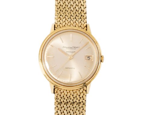   IWC Türler Runde, automatische Armbanduhr 1963 in 750 Gelbgoldgehäuse mit Armband ca. 45 g. Boden gedrückt, Werknummer 1711