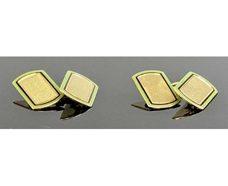 PAIR OF 9CT GOLD & ENAMEL RECTANGULAR CUFFLINKS, 6.2gProvenance: private collection Gwynedd