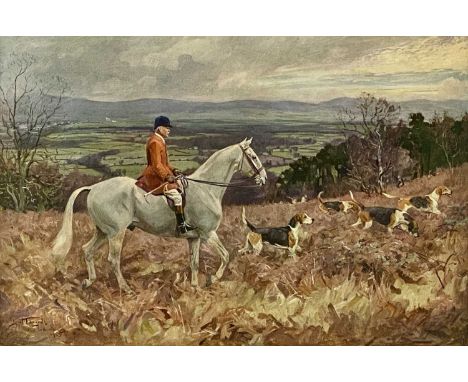 LIONEL EDWARDS (British 1878-1966) colour print - Huntsman and hounds, published by the Sporting Gallery, London, signed by a