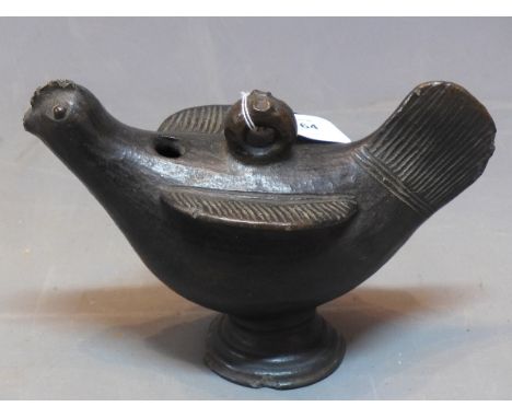 A 20th Century ceramic oil lamp in the from of a bird