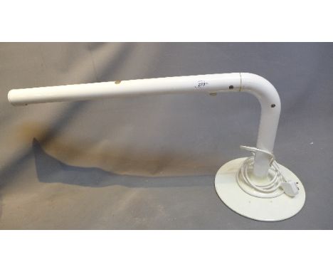 A 1970's Anders Pearson white ABS plastic tube desk lamp. H-41cm, W-76cm 