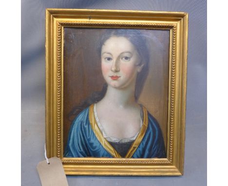 Early 20th Century Continental school, portrait of a lady, oil on board, 34cm x 27cm