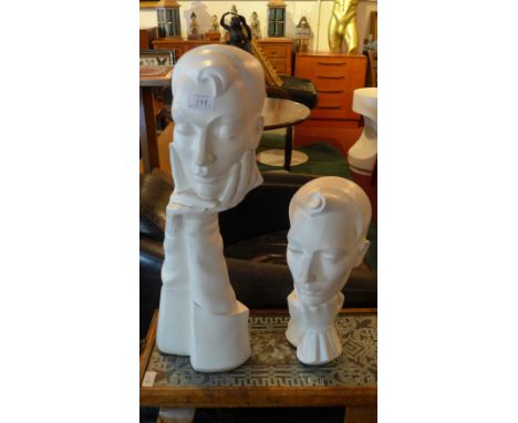Two 1980's Dior style mannequin head busts, tallest H:60cm