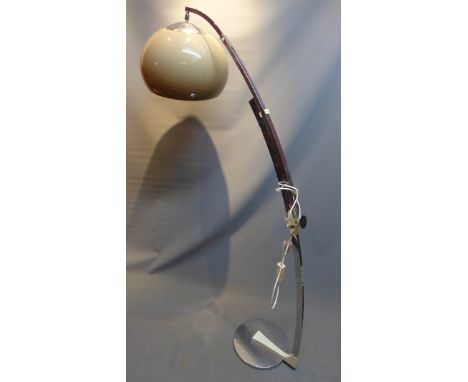 A 1970's German chrome mushroom shade arc lamp, Solken-Leuctchen. H:165cm