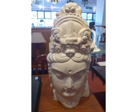 A large ceramic bust of Guan Yin, the Goddess of Mercy and Compassion, H:63cm