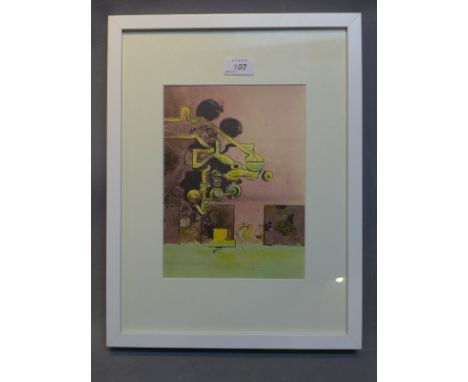 Coloured lithograph by Graham Sutherland 1903 - 1980 Abstract interpretation of natural forms. Edition 1000 1979 by Poligrafi