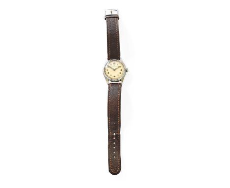 A Stainless Steel Rolex Oyster Wristwatch, 1940's, ref: 4444, case serial number 338650Case with surfaces scratches and small