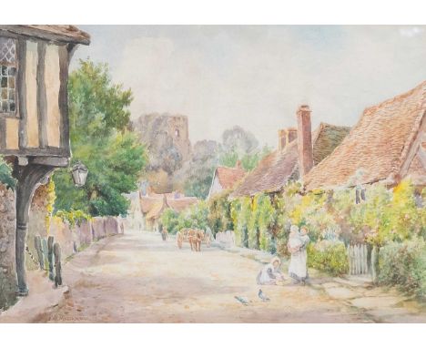 John. W. Matthewman (late 19th/early 20th century)Rural village with figures in the streetSigned, watercolour, 24cm by 34cm; 