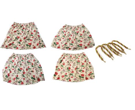Nina Campbell Lotus Tree Pattern Curtains depicting pink flower heads on a cream ground, comprising two pairs of curtains in 