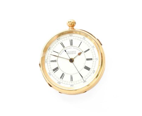 An 18 Carat Gold Open Faced Chronograph Pocket Watch, retailed by A.E.Austin, 3 Church St, Blackburn